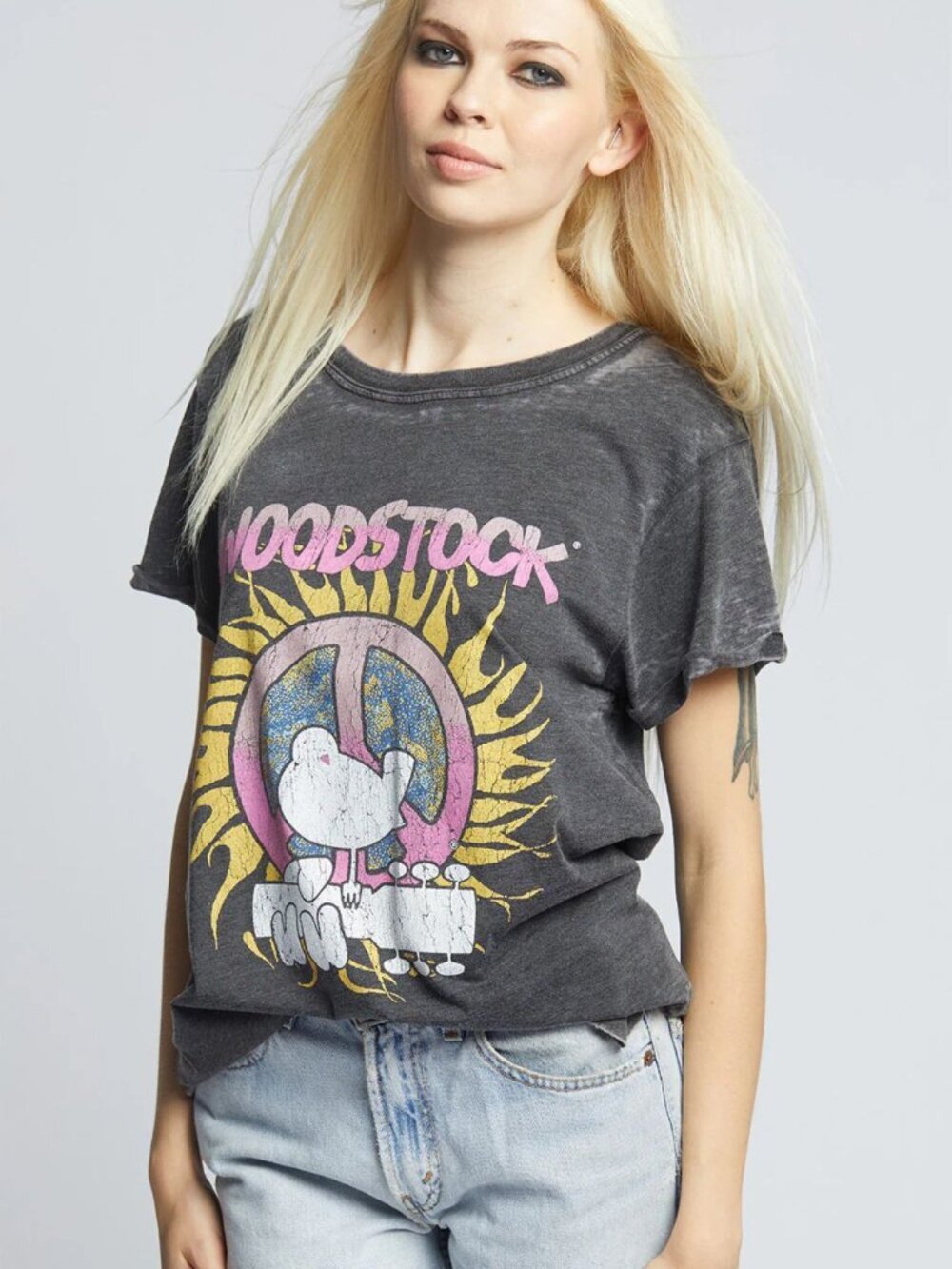 Recycled Karma Woodstock Peace Love & Music Burnout Tee Size Medium 38169 - Picture 2 of 10